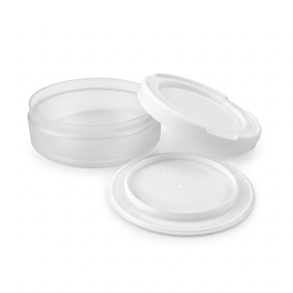 Transparent and blue snap-on lid snus cans for sample packs